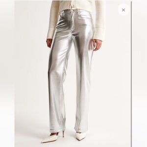 Abercrombie Silver Vegan Leather 90s Relaxed Pant
